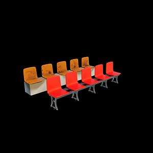 Plastic Stadium Chairs 3D model 3D model