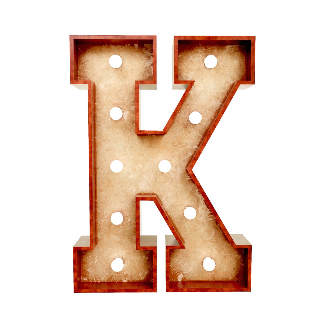 3D Marquee K Wooden Glow Sign 3dmodel Model - TurboSquid 1975942