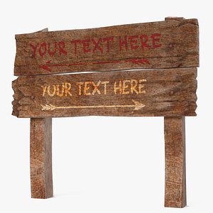 Aged Wooden Road Sign Board Mockup