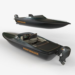 3D Black Fiber Speedboat 3D Model model