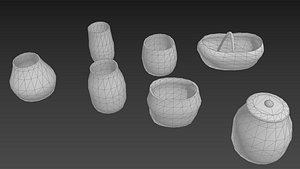Wicker Baskets Collection - 7 Low-Poly Game-Ready Props 3D model