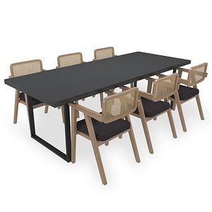 3D dining table with chair model