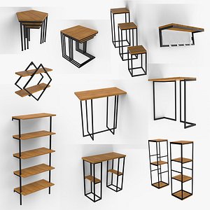 Industrial Metal and Wood Furniture Complete Collection (10 Models Bundle)