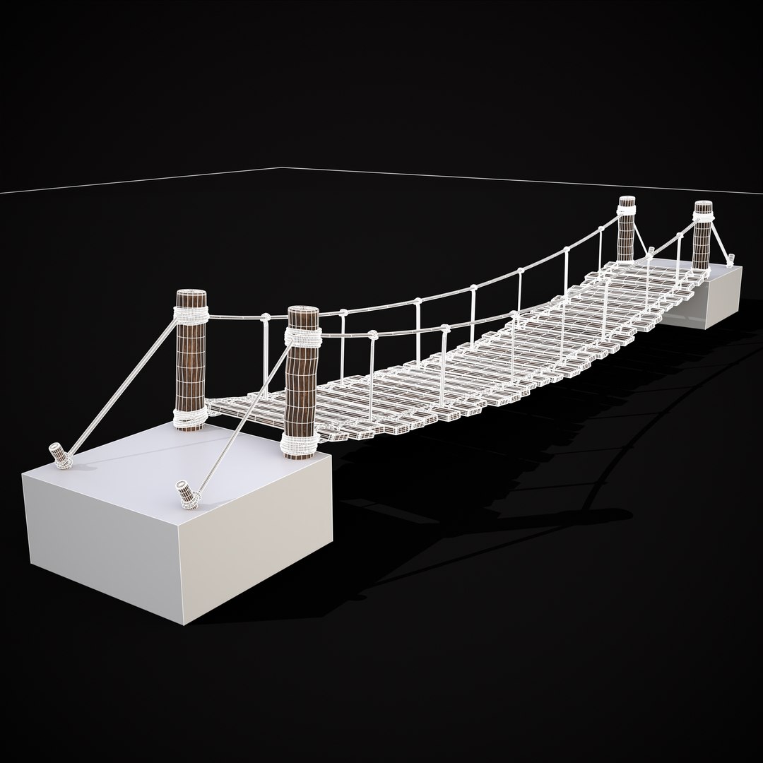 3D Rustic Wooden Rope Bridge Model - TurboSquid 1966816