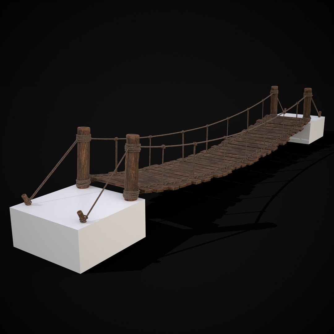 3D Rustic Wooden Rope Bridge model - TurboSquid 1966816