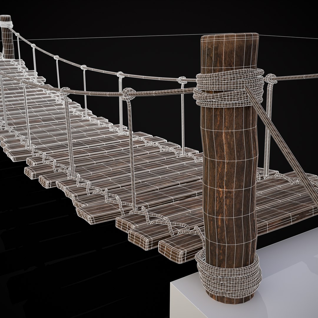 3D Rustic Wooden Rope Bridge Model - TurboSquid 1966816