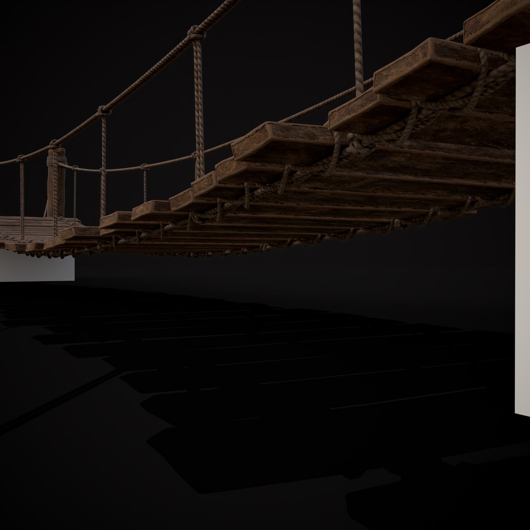 3D Rustic Wooden Rope Bridge Model - TurboSquid 1966816