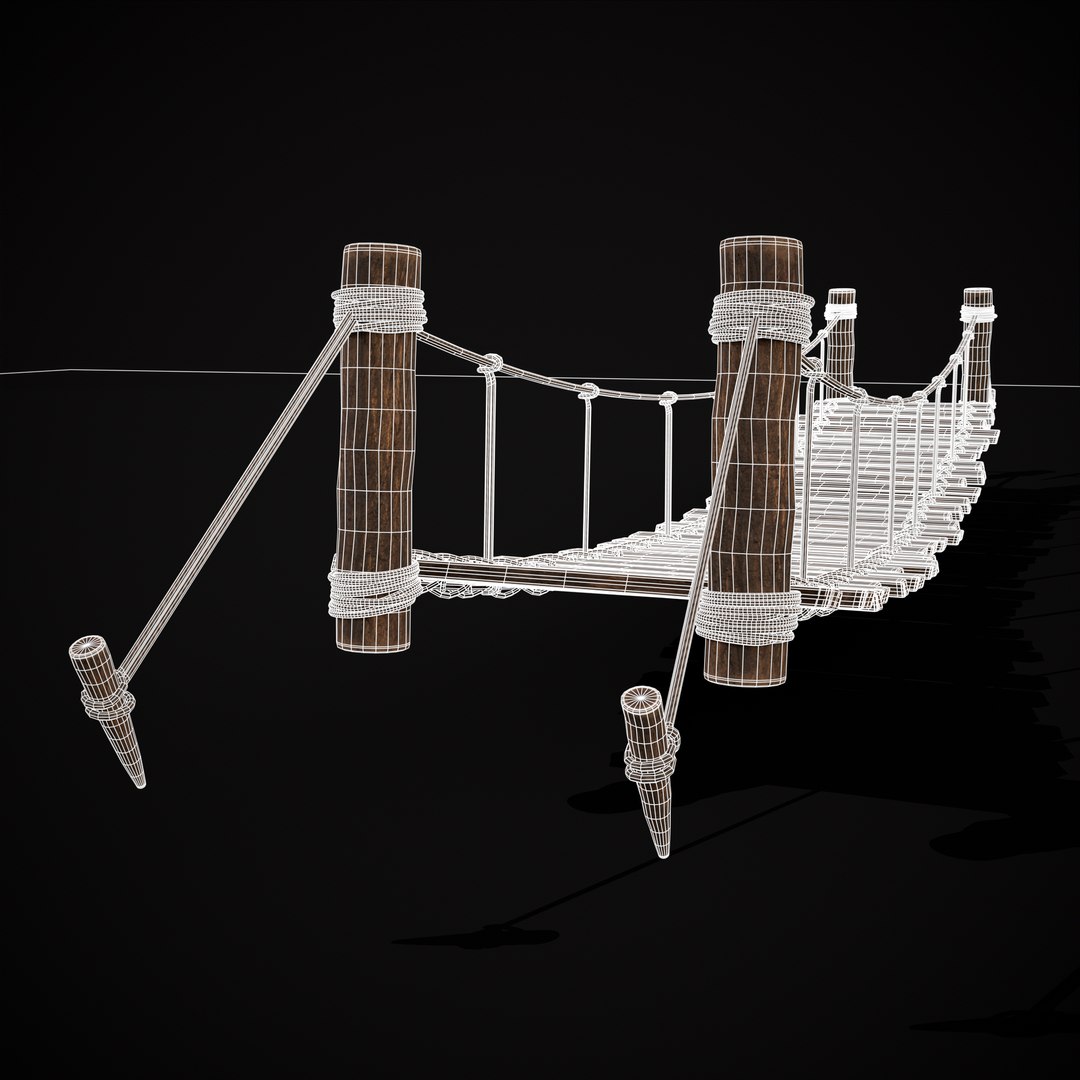 3D Rustic Wooden Rope Bridge Model - TurboSquid 1966816