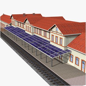 railway station building in hungarian style 3D model