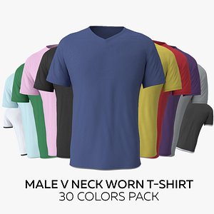 Male V Neck Worn 30 Colors Pack 3D model