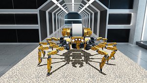 Animated Sci Fi Spider Robot Rigged 3D Print Ready FBX OBJ STL