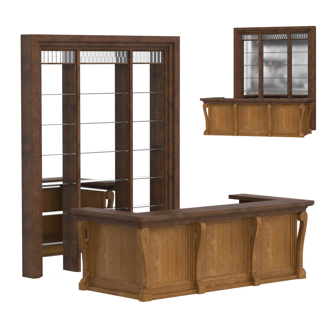 3D Bar counter in colonial style model - TurboSquid 2003447