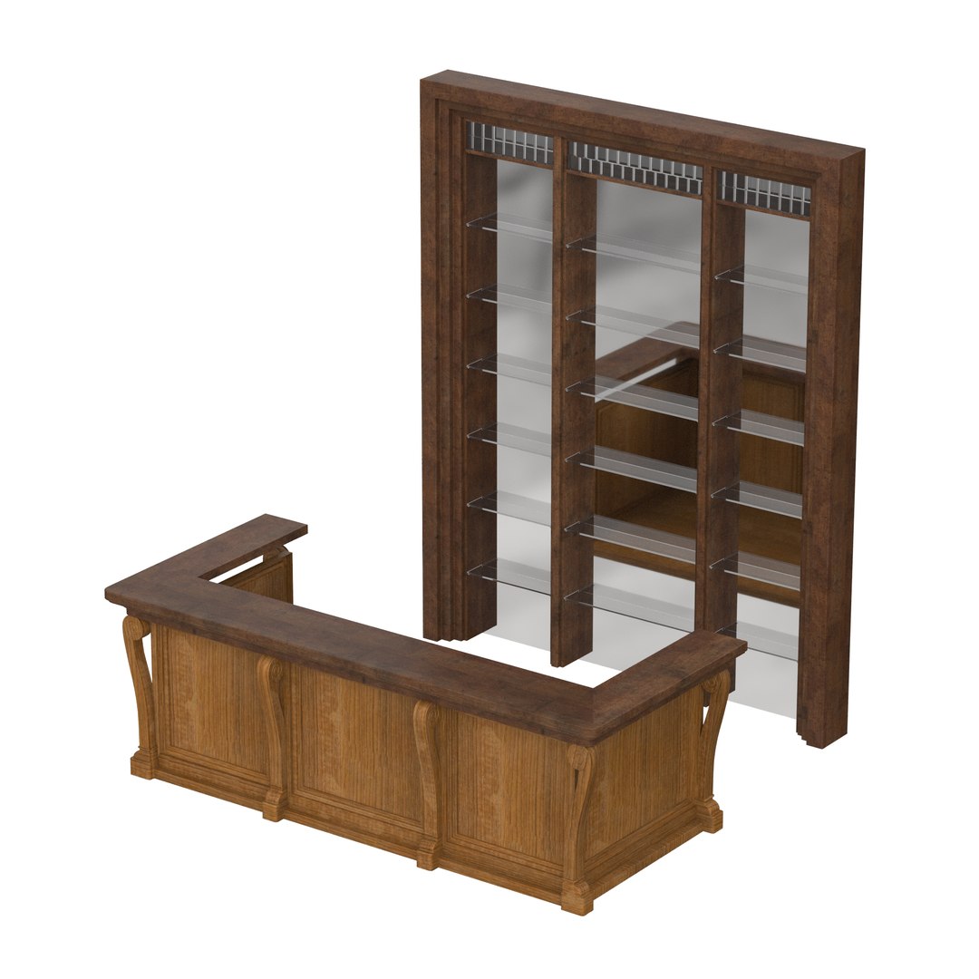 3D Bar counter in colonial style model - TurboSquid 2003447
