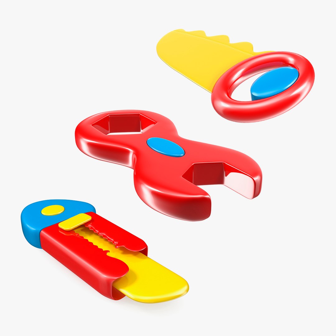 Plastic Toy Tools Collection 3D model preview