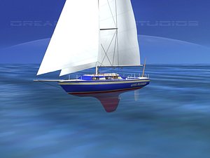 cutter rigged sailing sailboats 3D model