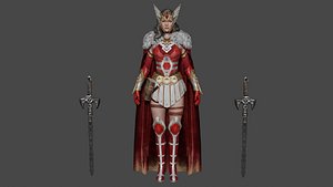 Sif Asgardian warrior low-poly