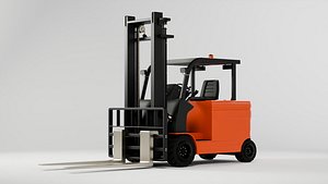 Electric Counterbalanced Forklift Truck Orange Industrial Warehouse Forklift High Poly PBR 4K
