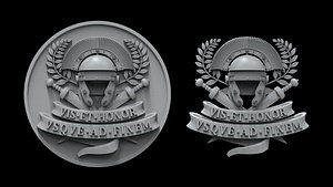 Centurion Roman Helmet and Gladius vis et honor vsqve ad finem 3D model