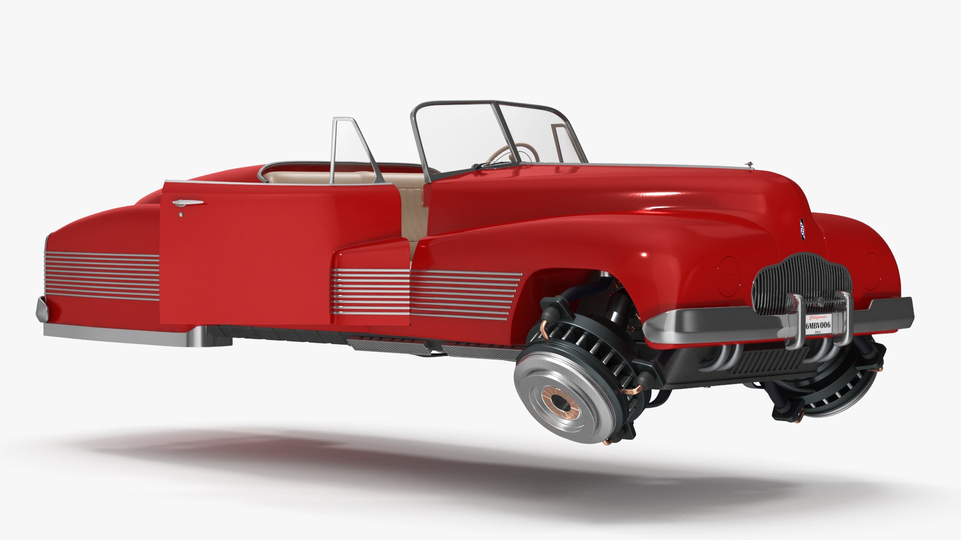 Hover Retro Car Red New Rigged 3D model preview