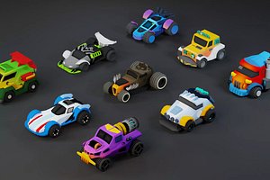 Low Poly Tiny Cartoon Racing Cars