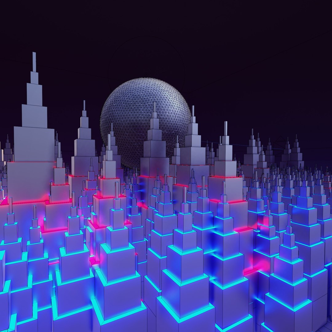 3D 3d Model Of Cyber City With Giant Sphere In Center - TurboSquid 1930620