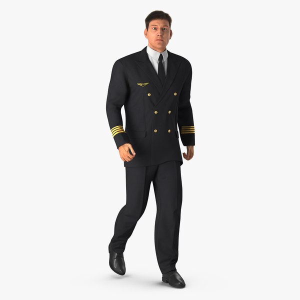 3d airline pilot hair rigged model