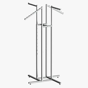 Clothing 4 Way Rack 01 Metal Black and White(1)