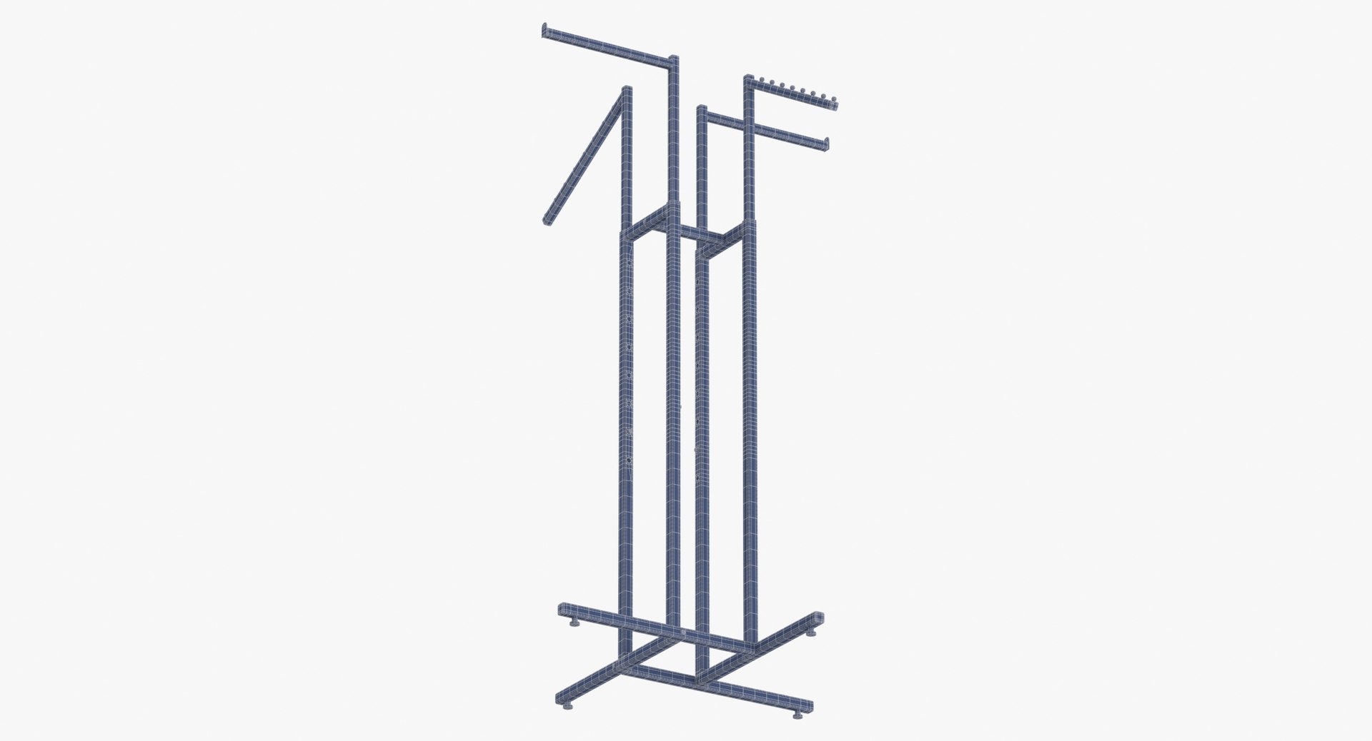 3D Clothing 4 Way Rack 01 Metal Black and White - TurboSquid 1965914
