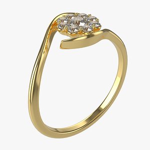 3D Gold Diamond Ring Jewelry 05 model