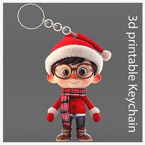 cute kid snow Christmas Keychain STL printable and decorate 3D print model 3D