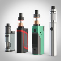 Electronic cigarettes, four popular models, vray