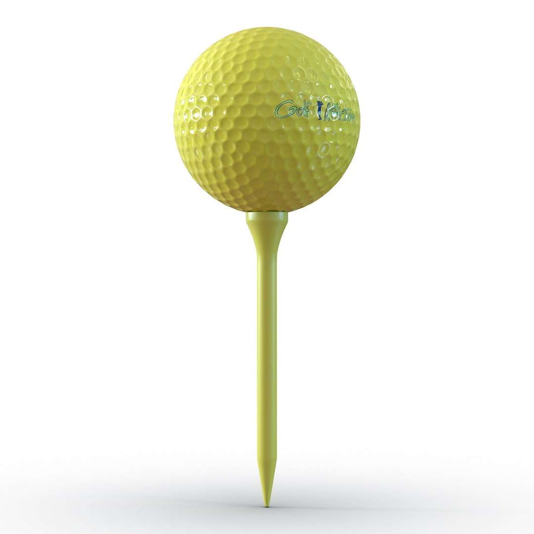 Golf Ball and Tee Yellow 3D Model 3D model preview