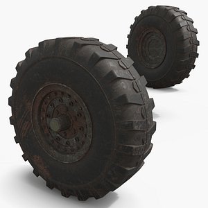3D model Armored Vehicle Wheel Used Dirty Rusted