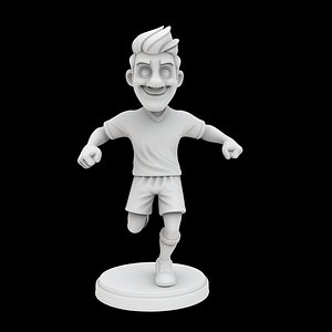 3D Soccer Player Cartoon Character 3D Print Model