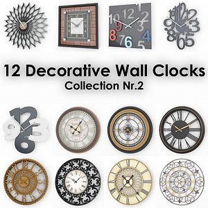 12 decorative wall clocks 3d model