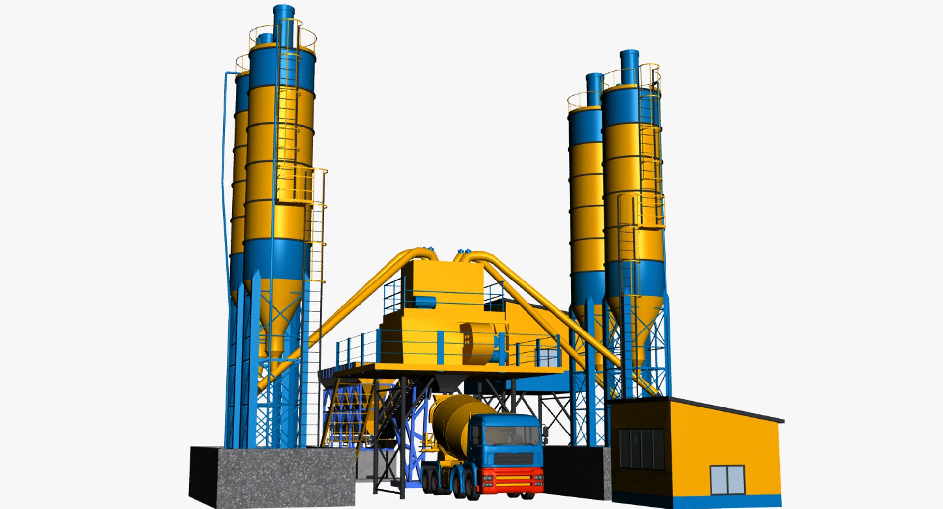 3d Concrete Mixer Plant Model