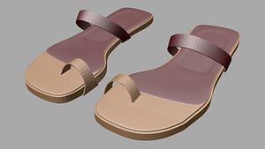 Toe-Loop Single-Strap Slide Sandals 01 3D model