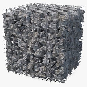 3D model Gabion Square Basket with Rocks