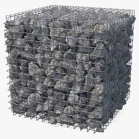 Gabion Square Basket with Rocks