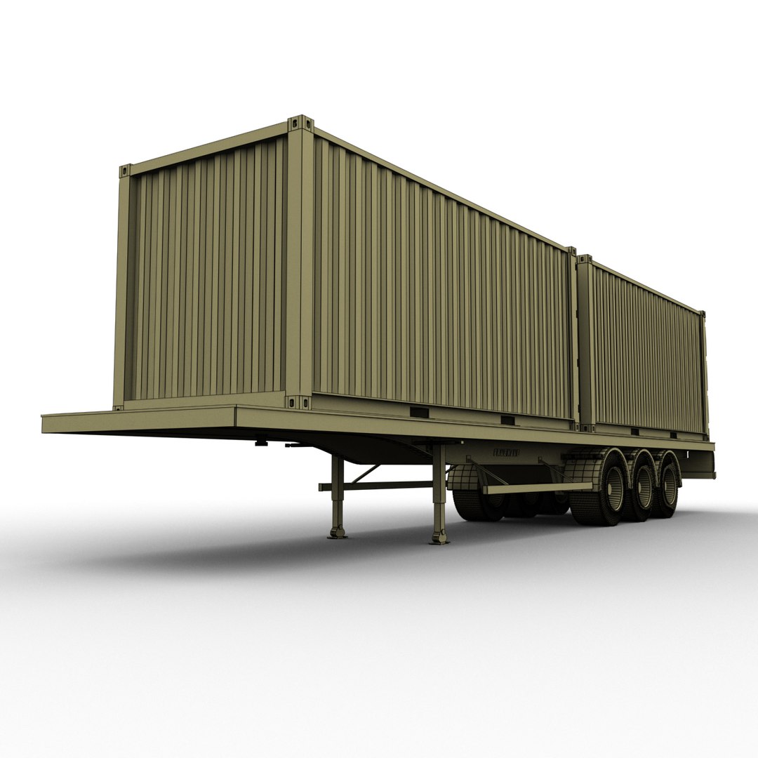 3d semi trailer shipping container
