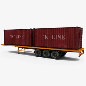 3d semi trailer shipping container
