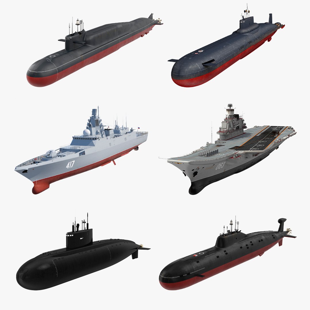 Russian Military Vessels Rigged Collection 3D model preview