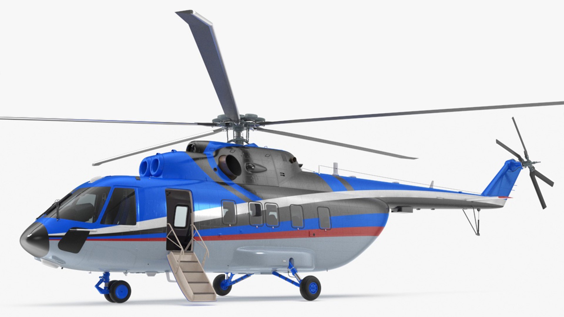 Interethnic Helicopter MI-171 A3 Blue Rigged 3D model preview