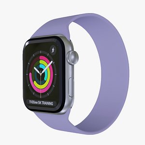 3D Apple Watc 3 - Silver Aluminium Case with  English Lavender Solo Loop