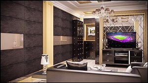 art deco living 3D model