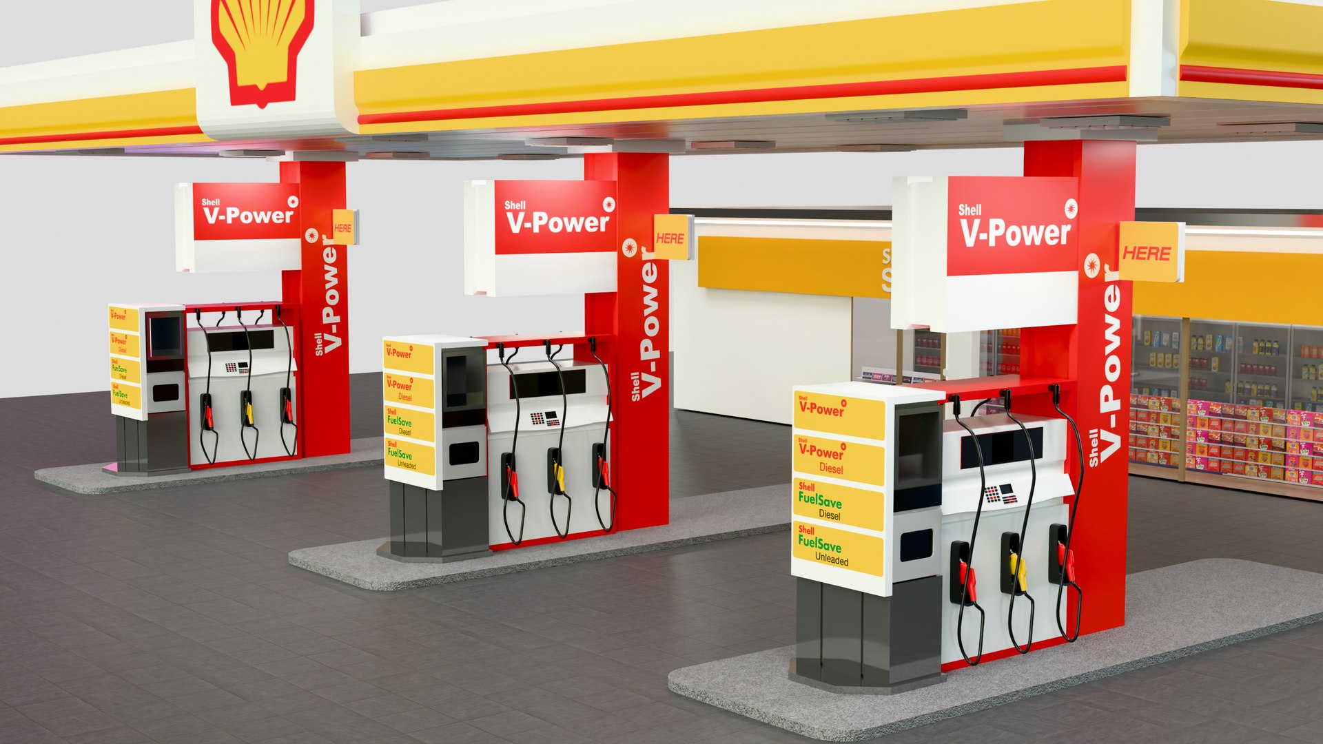 Shell Gas Station And Store 3D Model - TurboSquid 2380736