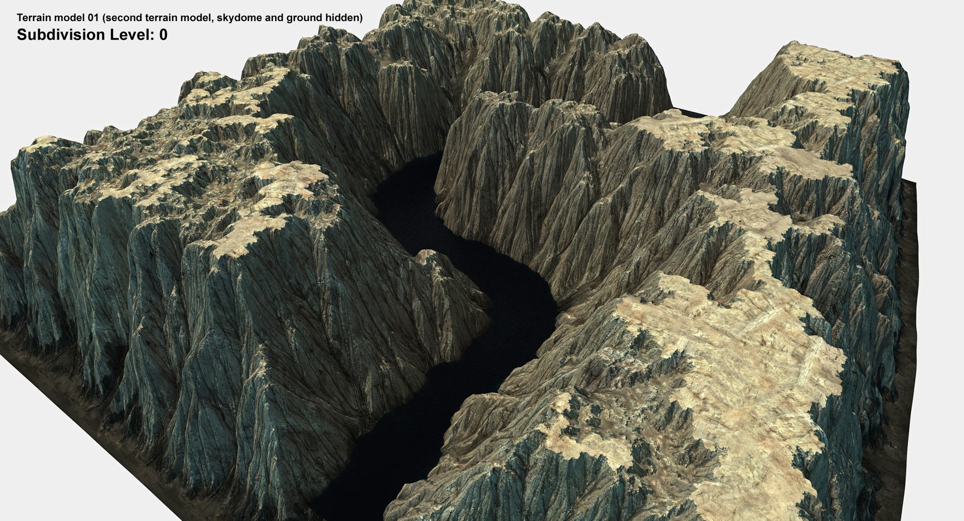 3d Mountain Range River Terrain Model
