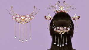 Hanfu Back Head Ornament Hair Accessories 3D model