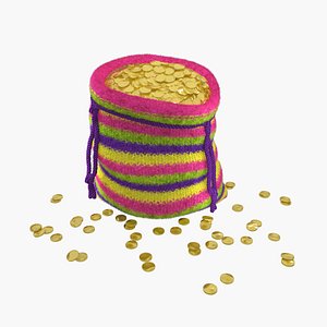 knitted bag gold coins 3ds