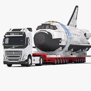 Volvo fh16 2021 and Lowboy Trailer with Space Shuttle
